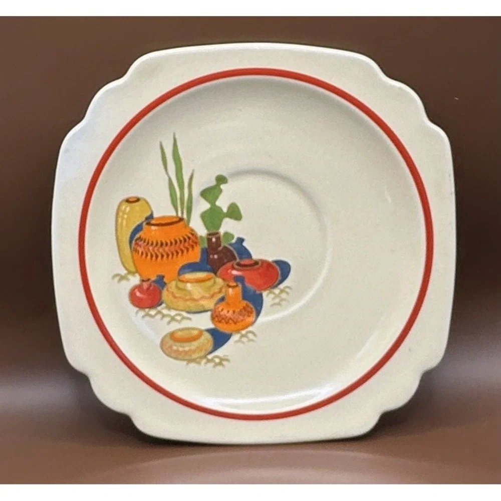 Vintage Homer Laughlin Mexicana china - 3 Saucers (5 3/4